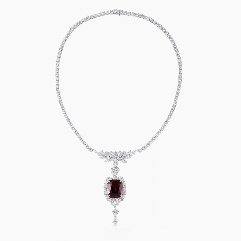 Ruif Jewelry Classic Design S925 Silver 20.35ct Natural Garnet Necklace Gemstone Jewelry