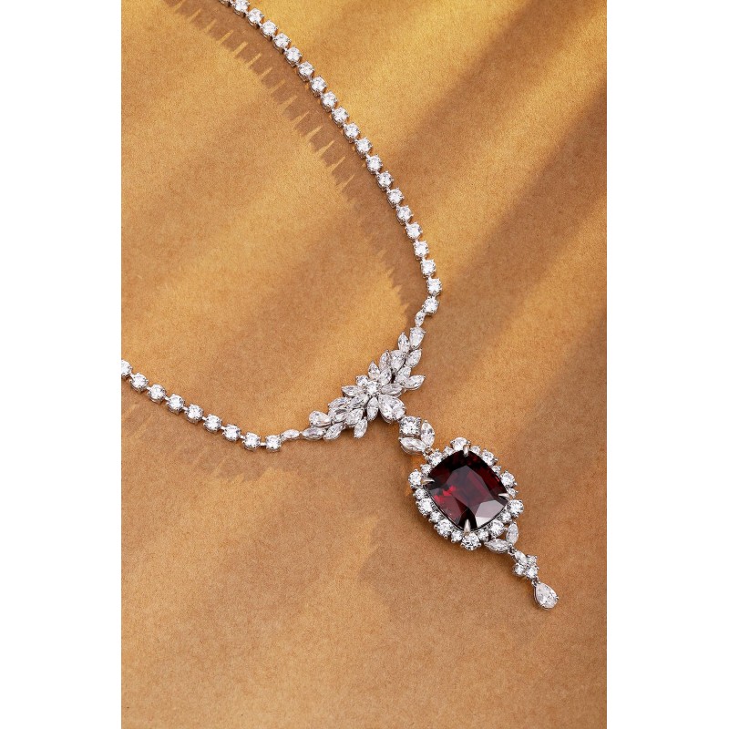 Ruif Jewelry Classic Design S925 Silver 20.35ct Natural Garnet Necklace Gemstone Jewelry