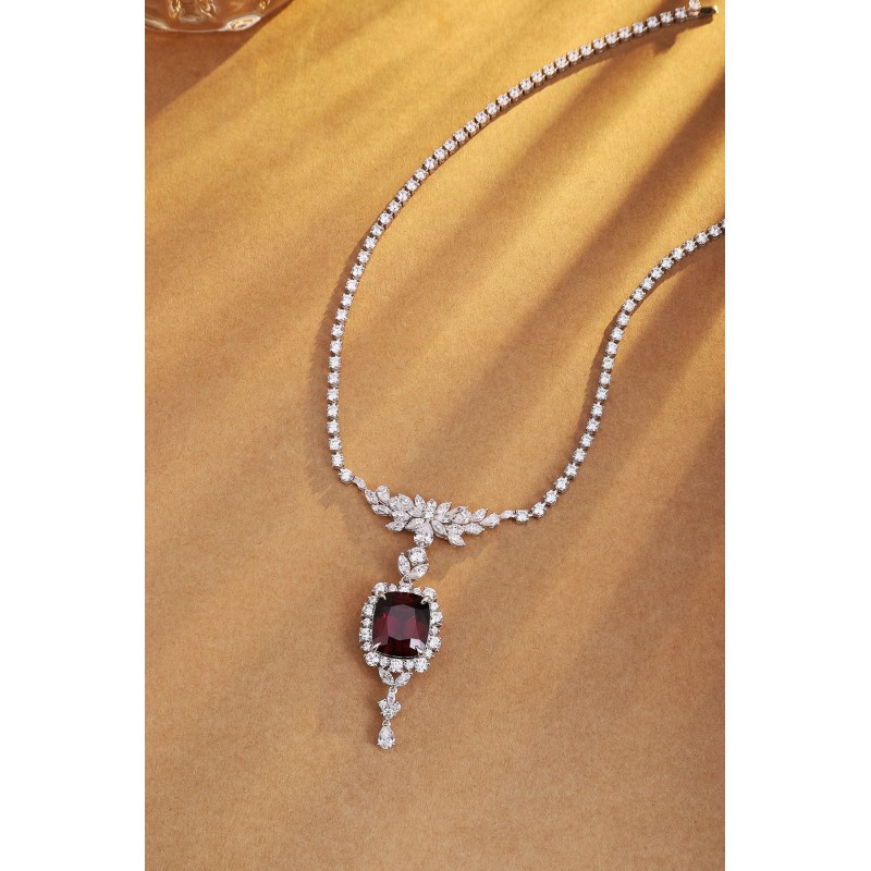 Ruif Jewelry Classic Design S925 Silver 20.35ct Natural Garnet Necklace Gemstone Jewelry