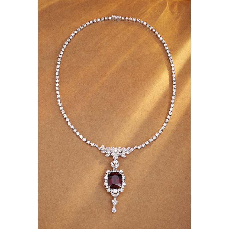 Ruif Jewelry Classic Design S925 Silver 20.35ct Natural Garnet Necklace Gemstone Jewelry