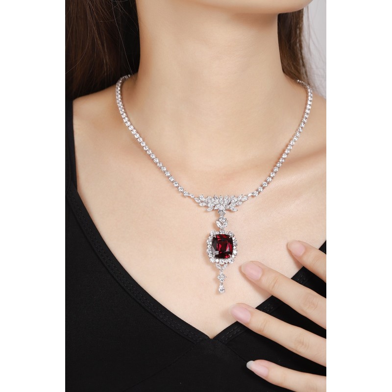 Ruif Jewelry Classic Design S925 Silver 20.35ct Natural Garnet Necklace Gemstone Jewelry