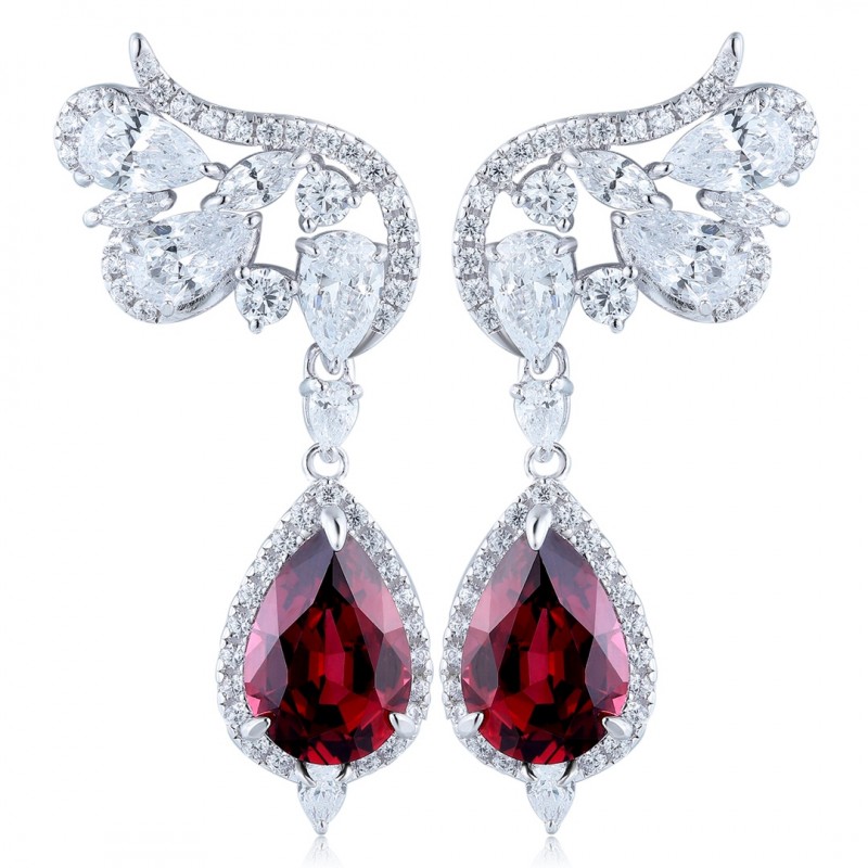 Ruif Jewelry Classic Design S925 Silver 4.92ct Natural Garnet Earrings Gemstone Jewelry