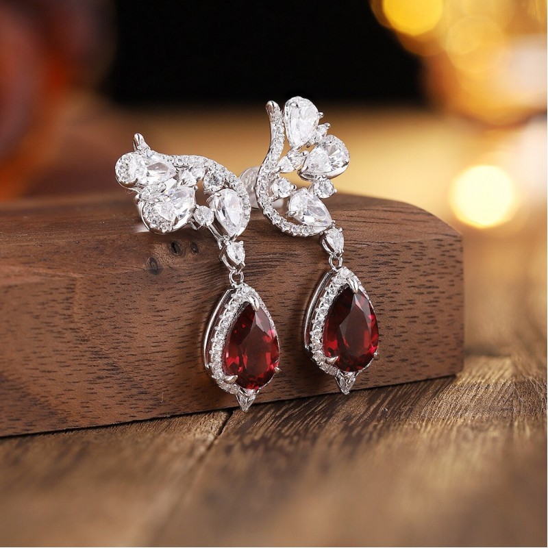 Ruif Jewelry Classic Design S925 Silver 4.92ct Natural Garnet Earrings Gemstone Jewelry