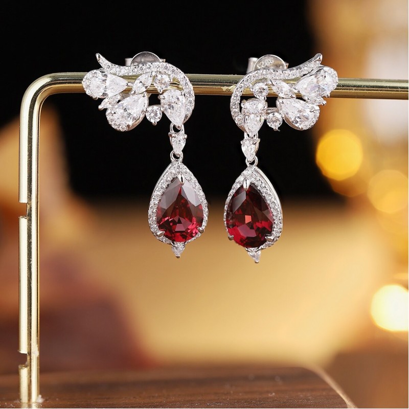 Ruif Jewelry Classic Design S925 Silver 4.92ct Natural Garnet Earrings Gemstone Jewelry