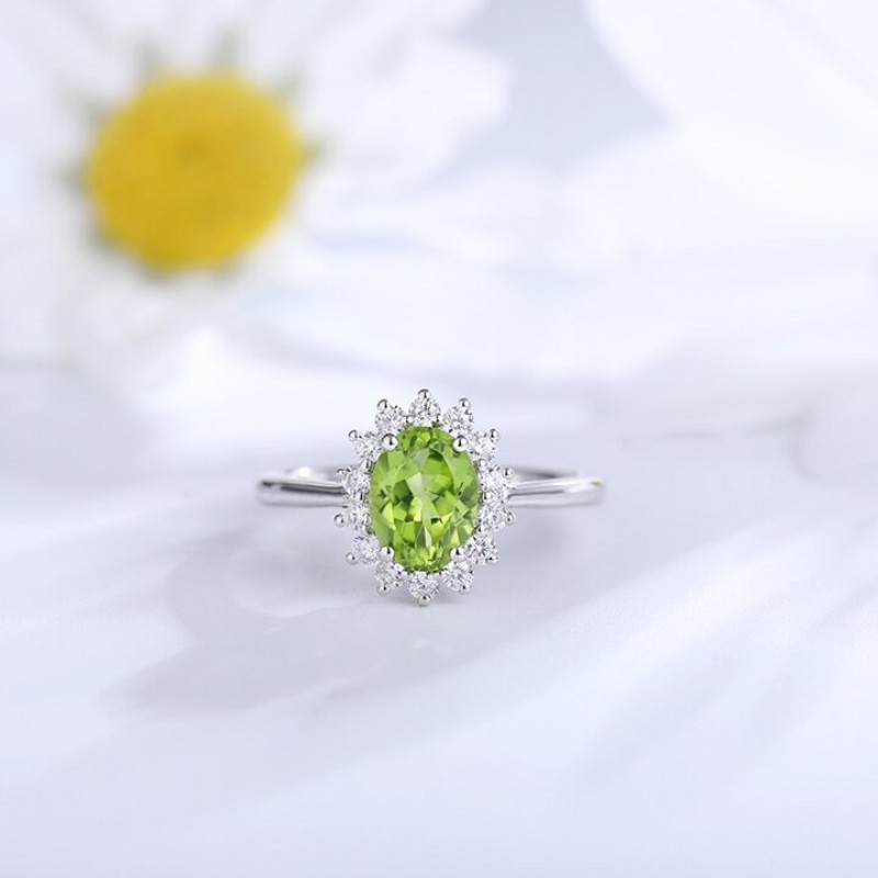 Ruif Jewelry Classic Design S925 Silver 2.735ct/3.56ct/1.34ct Natural Peridot Earrings/Necklace/Ring Gemstone Jewelry