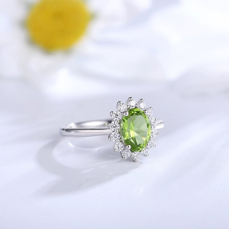 Ruif Jewelry Classic Design S925 Silver 2.735ct/3.56ct/1.34ct Natural Peridot Earrings/Necklace/Ring Gemstone Jewelry