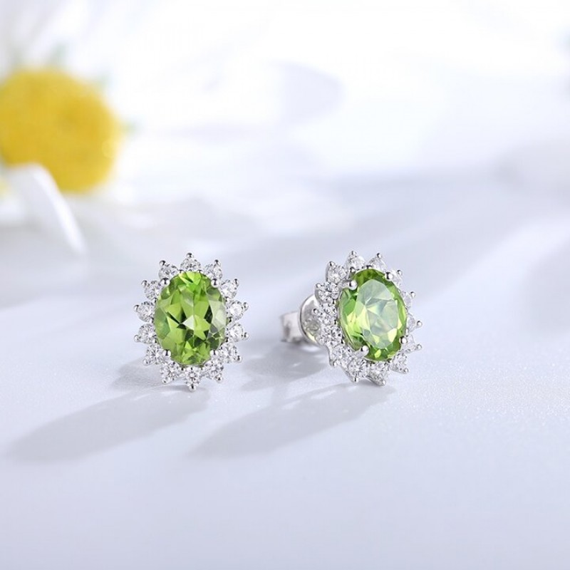 Ruif Jewelry Classic Design S925 Silver 2.735ct/3.56ct/1.34ct Natural Peridot Earrings/Necklace/Ring Gemstone Jewelry