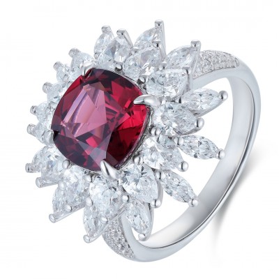 Ruif Jewelry Classic Design S925 Silver 3.67ct Natural Garnet Ring Gemstone Jewelry