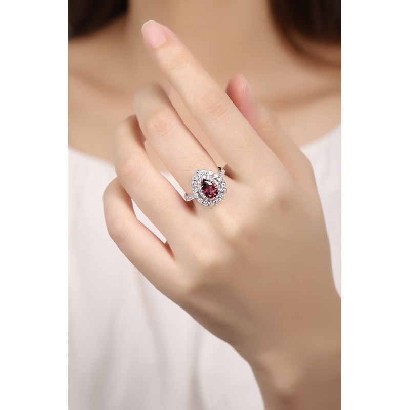 Ruif Jewelry Classic Design S925 Silver 1.6ct Natural Garnet Ring Gemstone Jewelry