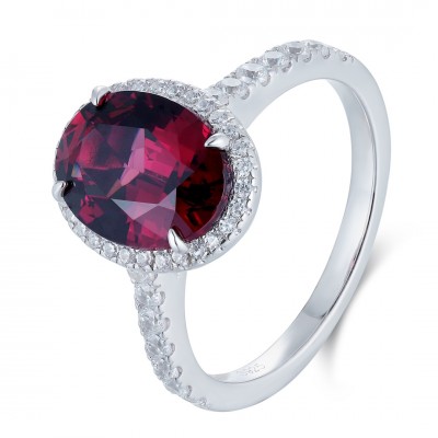 Ruif Jewelry Classic Design S925 Silver 3.61ct Natural Garnet Ring Gemstone Jewelry