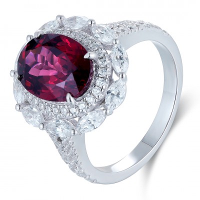 Ruif Jewelry Classic Design S925 Silver 3.26ct Natural Garnet Ring Gemstone Jewelry