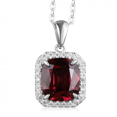 Ruif Jewelry Classic Design S925 Silver 4.06ct Natural Garnet Necklace Gemstone Jewelry