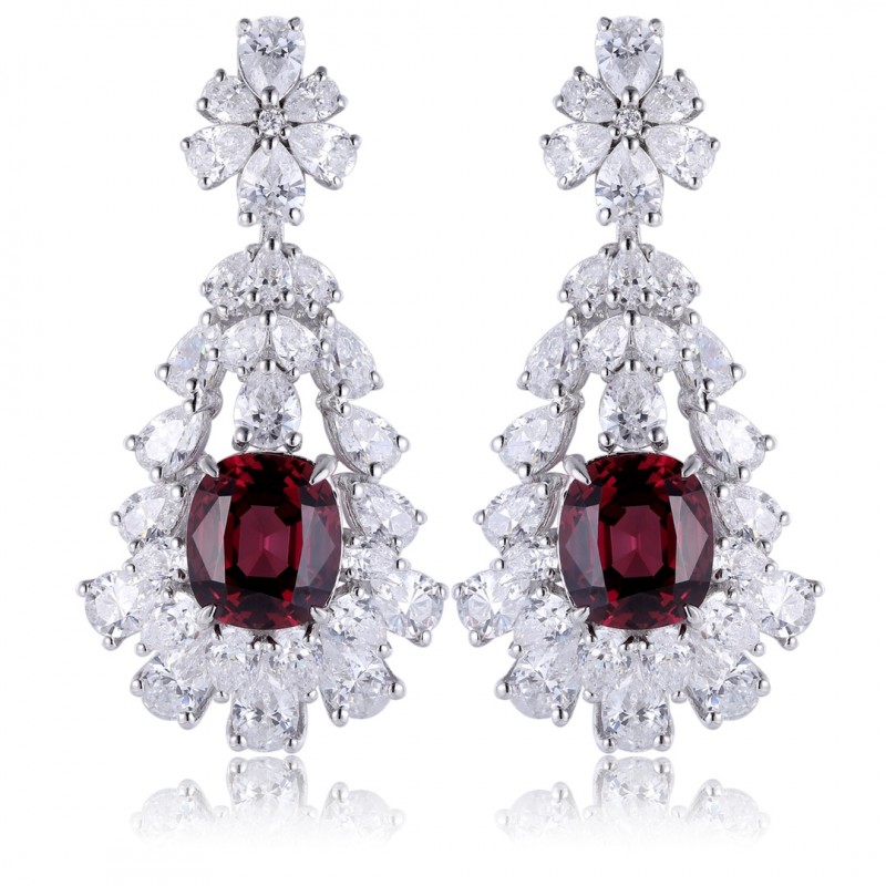 Ruif Jewelry Classic Design S925 Silver 4.63ct Natural Garnet Earrings Gemstone Jewelry