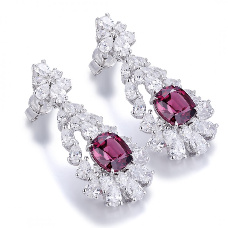 Ruif Jewelry Classic Design S925 Silver 4.63ct Natural Garnet Earrings Gemstone Jewelry