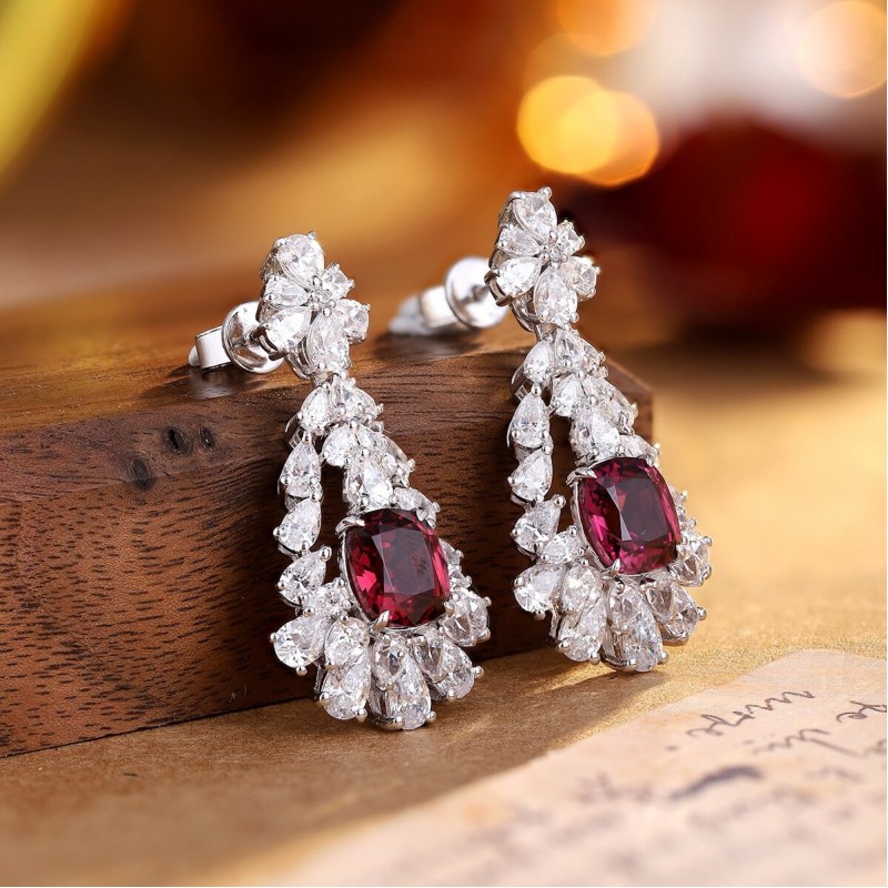 Ruif Jewelry Classic Design S925 Silver 4.63ct Natural Garnet Earrings Gemstone Jewelry