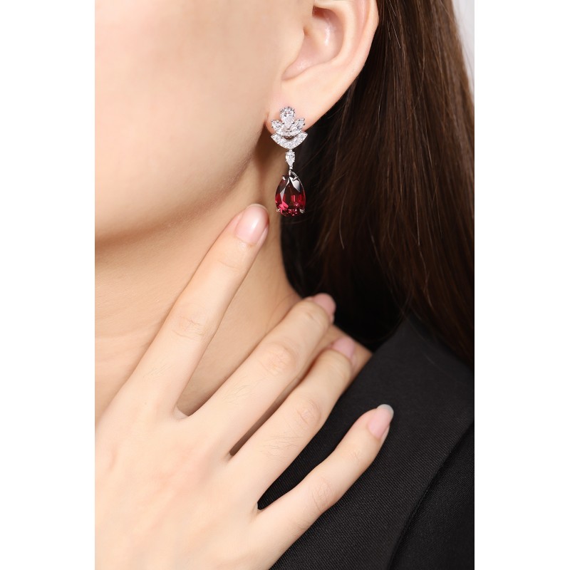 Ruif Jewelry Classic Design S925 Silver 18.22ct Natural Garnet Earrings Gemstone Jewelry