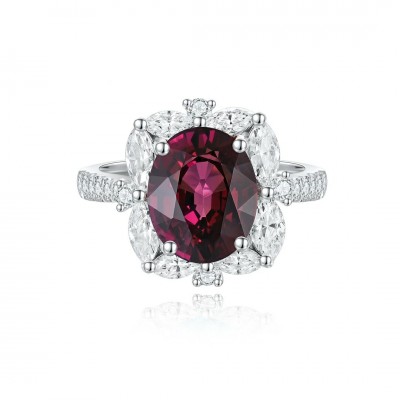 Ruif Jewelry Classic Design S925 Silver 3.07ct/2.86ct Natural Garnet Ring/Necklace Gemstone Jewelry