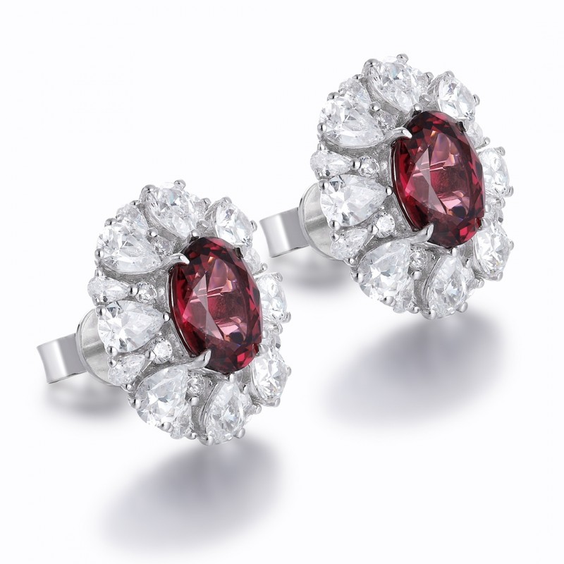 Ruif Jewelry Classic Design S925 Silver 3.1ct Natural Garnet Earrings Gemstone Jewelry