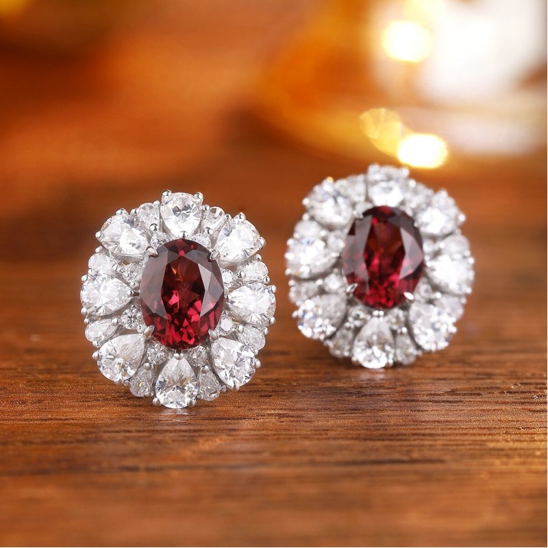 Ruif Jewelry Classic Design S925 Silver 3.1ct Natural Garnet Earrings Gemstone Jewelry