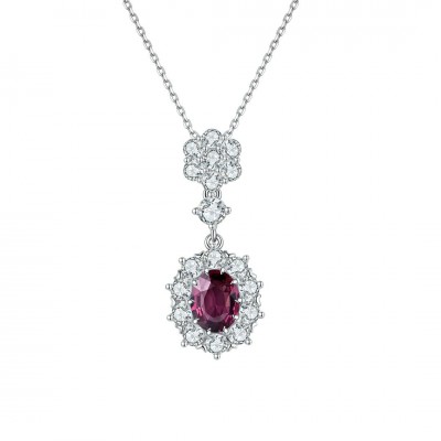 Ruif Jewelry Classic Design S925 Silver 2.42ct Natural Garnet Necklace Gemstone Jewelry