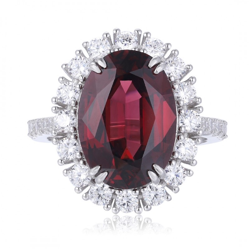 Ruif Jewelry Classic Design S925 Silver 7.33ct Natural Garnet Ring Gemstone Jewelry