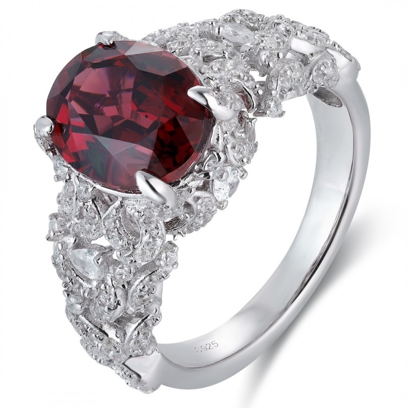 Ruif Jewelry Classic Design S925 Silver 3.58ct Natural Garnet Ring Gemstone Jewelry