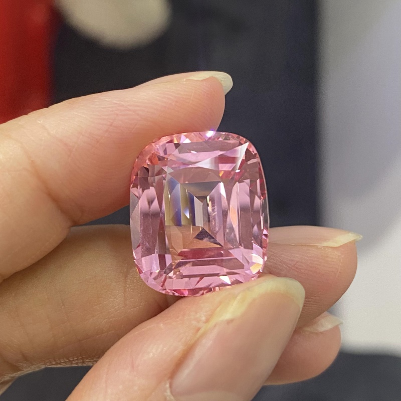 Ruif Jewelry Hot Pink Color Lab Grown Morgenite Cushion Cut 15x18mm 25ct Loose Gemstone for Jewelry Making