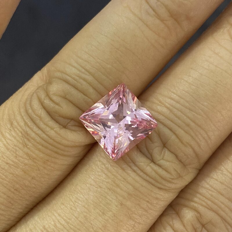 Ruif Jewelry Hot Pink Color Lab Grown Morgenite Square Princess 9x9mm 4.37ct Loose Gemstone for Jewelry Making