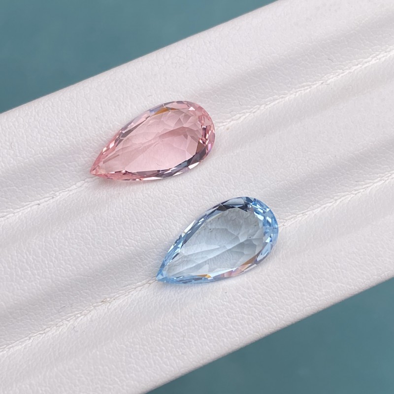 Ruif Jewelry Popular Aquamarine and Hot Pink Morgenite 8x15mm Pear Shape Loose Gemstone for Jewelry Making