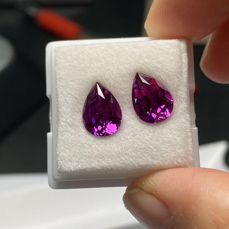 Ruif Jewelry Popular Pear Shape purple color Lab Grown Saphire Loose Stones For Diy Jewelry