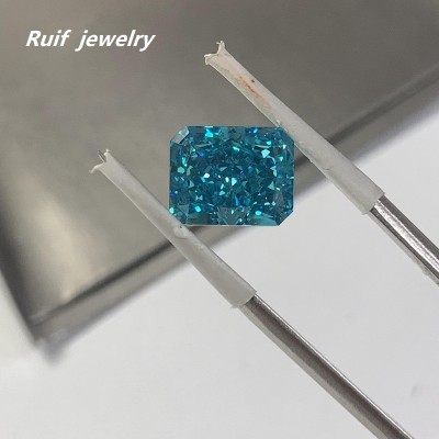  RUIF Jewelry Radiant Cut Aquamarine Color Crushed Ice Cutting Cubic Zirconia Stone High Carbon Diamond Loose CZ for Jewelry Making