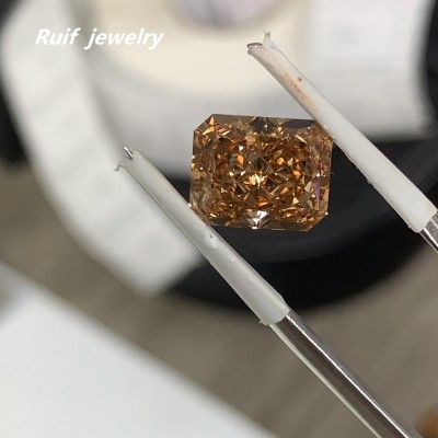  RUIF Jewelry Radiant Cut Champagne Color Crushed Ice Cutting Cubic Zirconia Stone High Carbon Diamond Loose CZ for Jewelry Making