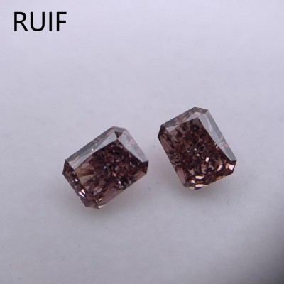  RUIF Jewelry Radiant Cut Brown Color Crushed Ice Cutting Cubic Zirconia Stone High Carbon Diamond Loose CZ for Jewelry Making