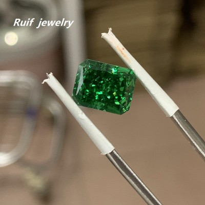  RUIF Jewelry Radiant Cut D-Green Color Crushed Ice Cutting Cubic Zirconia Stone High Carbon Diamond Loose CZ for Jewelry Making