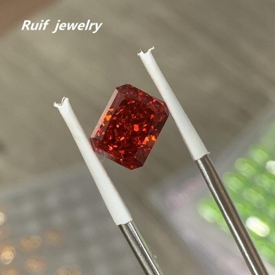  RUIF Jewelry Radiant Cut Orange Color Crushed Ice Cutting Cubic Zirconia Stone High Carbon Diamond Loose CZ for Jewelry Making