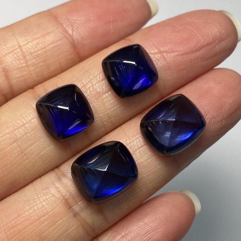 Ruif Jewelry Royal Blue Lab Sapphire Fashion Sugar Loaf Shape Gemstones for Diy Jewelry Making