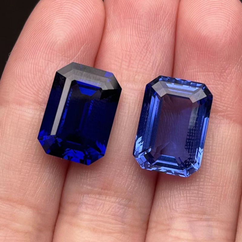 Ruif Jewelry Emerald Cut Royal Blue and Cornflower Blue Lab Sapphire Loose Gemstones For DIY Jewelry Design