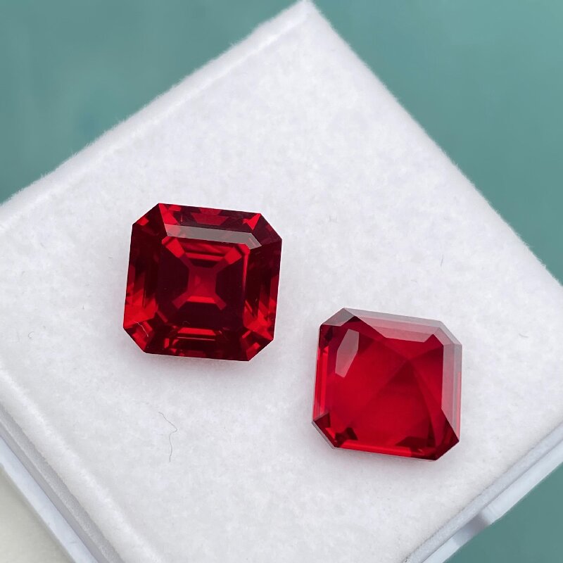 Ruif Jewelry Asscher Cut Lab Ruby Pigeon Blood Red Color Hand Made Loose Gemstone for Jewelry Making